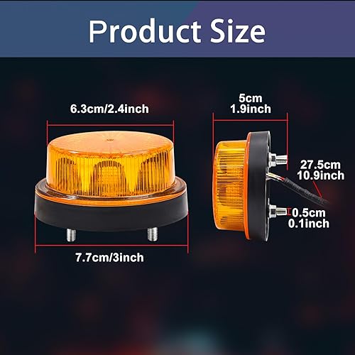 Miniatura 4 de Luz estroboscópica LED de advertencia, luz estroboscópica intermitente ámbar, 12 V 24 V, mini luz estroboscópica redonda para techo para carretillas