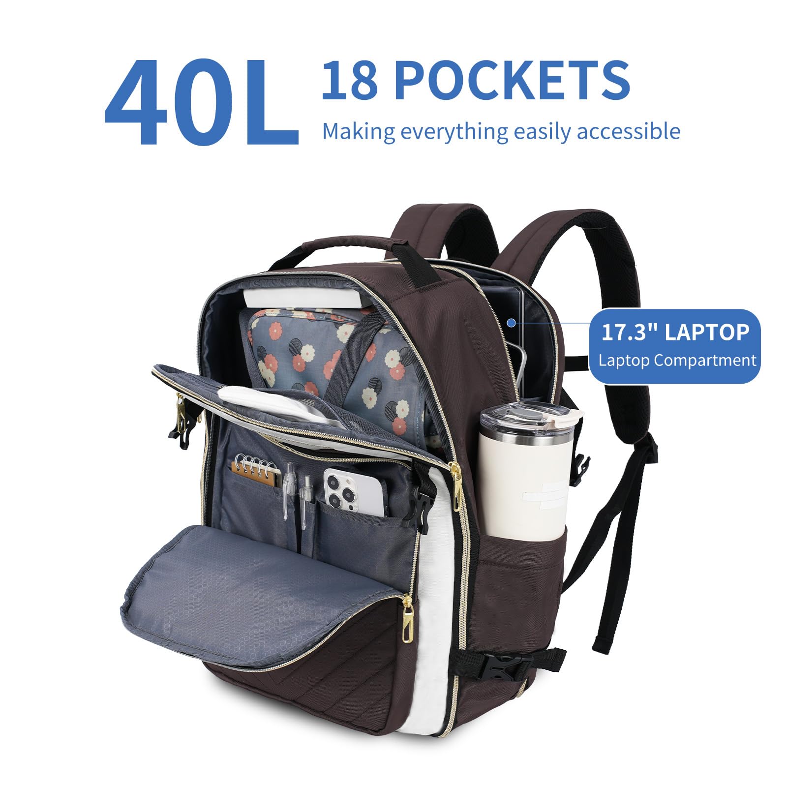 VANKEAN Zaino per computer portatile da 50 l, alla moda