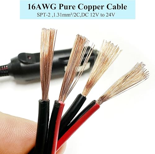 Miniatura 4 de Cable de extensión para encendedor de cigarrillos de 26 pies, 12 V24 V, cable resistente de 16 AWG con fusible de 15 A, cable de extensión de