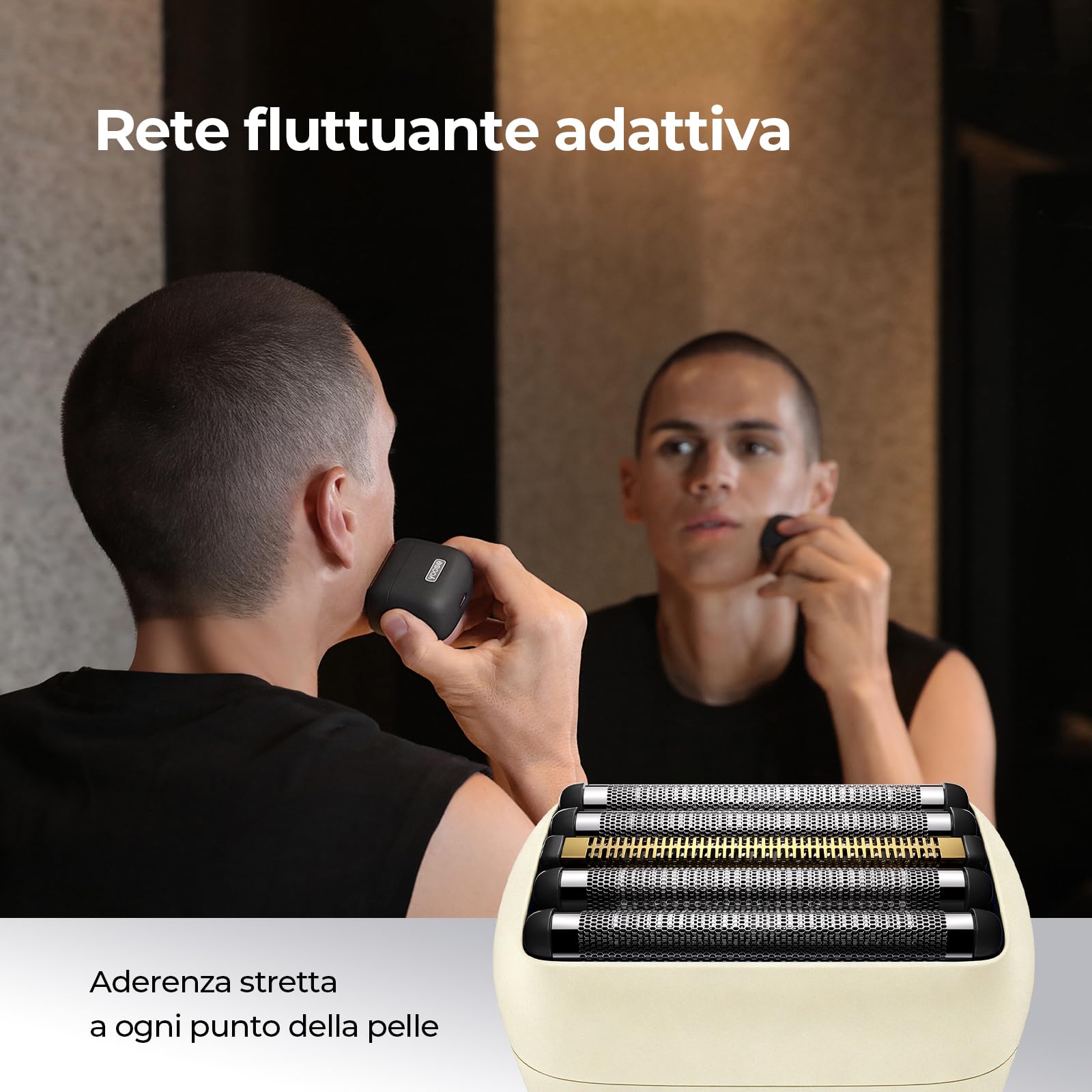 Yoose MINI 5 Rasoio Elettrico barba Uomo a Lamina, Regolabarba Professionale Ricaricabile Wet&Dry IPX7 Water Resistance