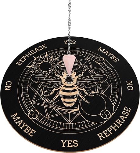 Vista 30 de INFUNLY Tablero de péndulo de madera Yin Yang con doce constelaciones, bruja, radiestesia, adivinación, tablero de planchette de 7.9 pulgadas