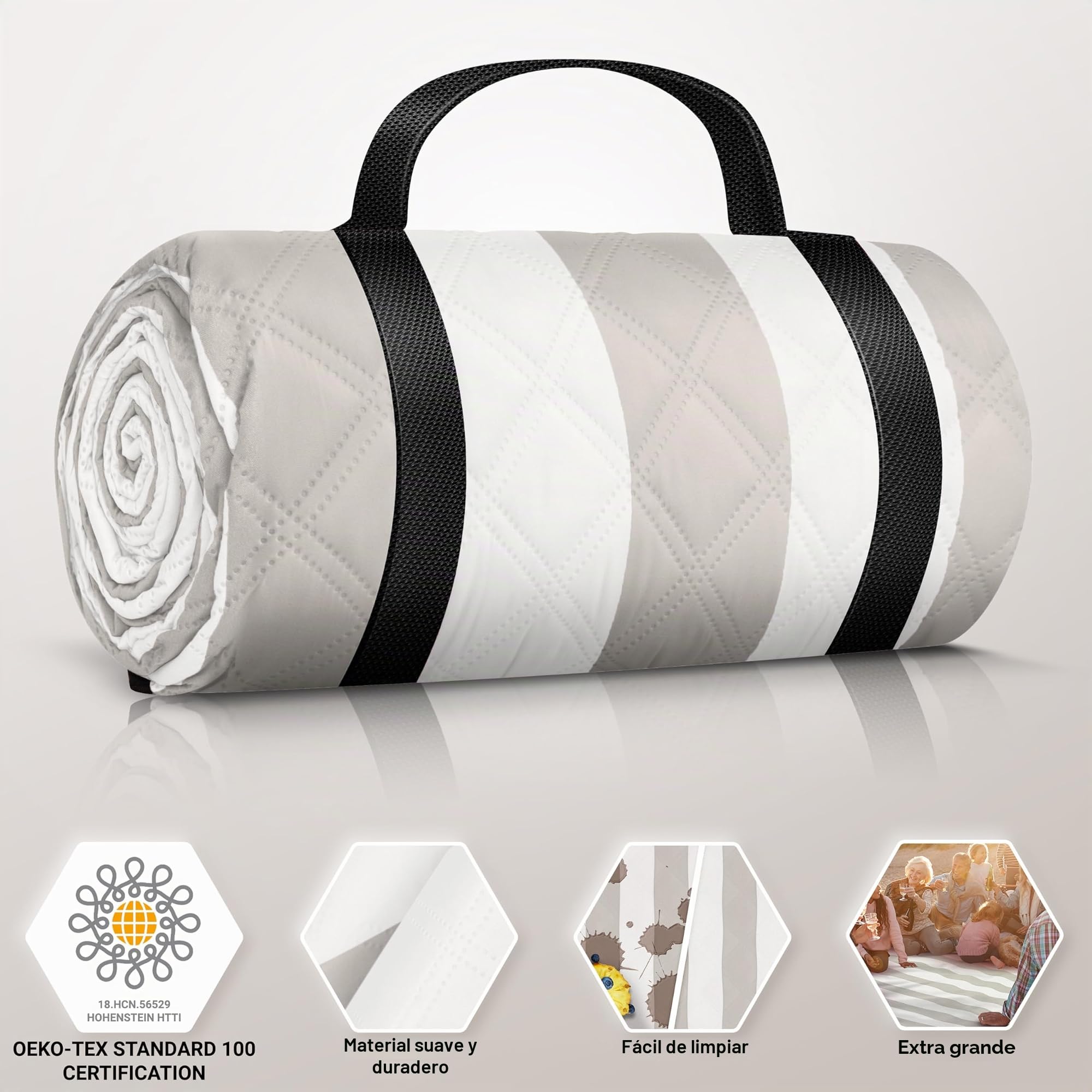 HOEL Manta Picnic Impermeable 200 x 200 cm - Esterilla Acolchada Playa - Mantel Picnic Blanket Plegable - Beach Mat Aislante