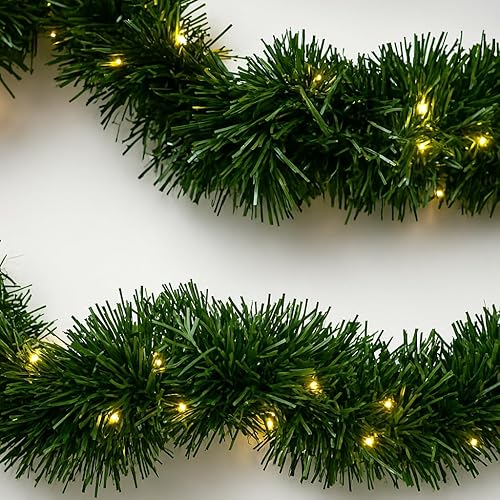 Miniatura 8 de Dark Green Pine Christmas Garland with LED Lights