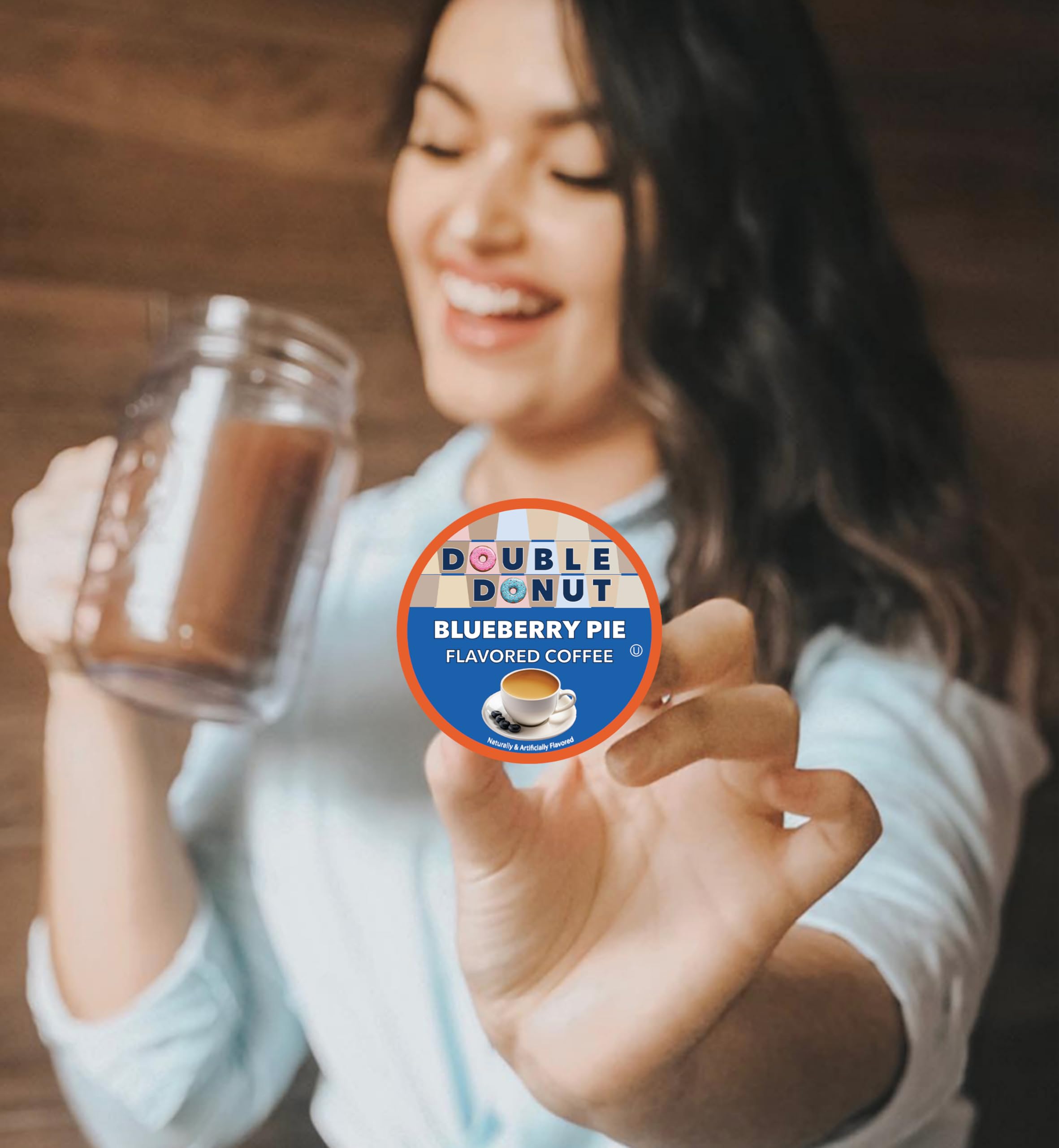 Cápsulas de café con sabor a dona, café de arándano, café de una sola porción para cafeteras Keurig K Cup, café tostado medio en cápsulas reciclables, 24 unidades