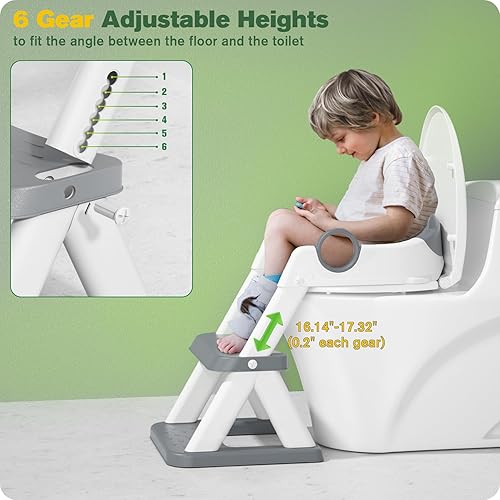 Vista 4 de Asiento de entrenamiento para ir al baño, para niños y niñas, 2 en 1, protector contra salpicaduras, antideslizante, taburete Aa-gris.
