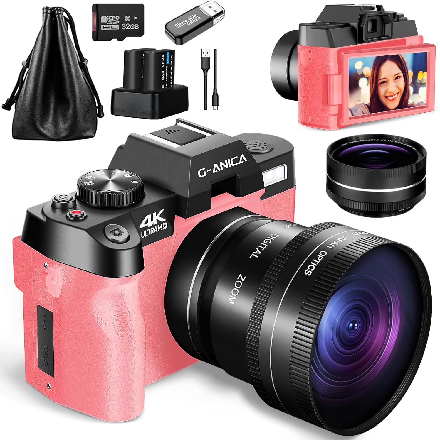 GAnica 4k Digital Cameras for Photography(Pink) Amazon.ca Electronics