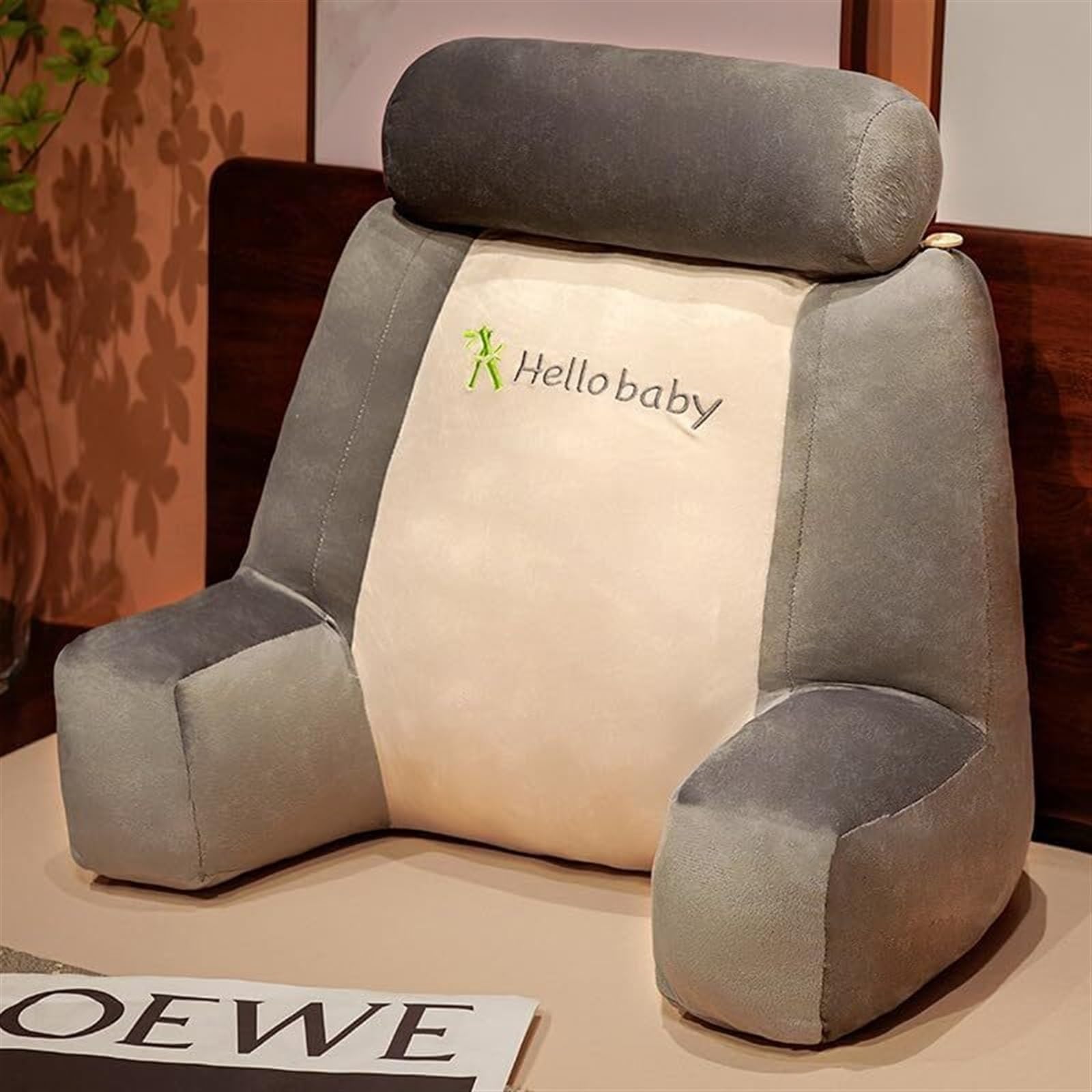 ZXGRfdefa reading pillow, Large Backrest Waist Pillows Triangle Reading Relax Sofa Support Leisure Cushions with(Grey,40 * 45cm)