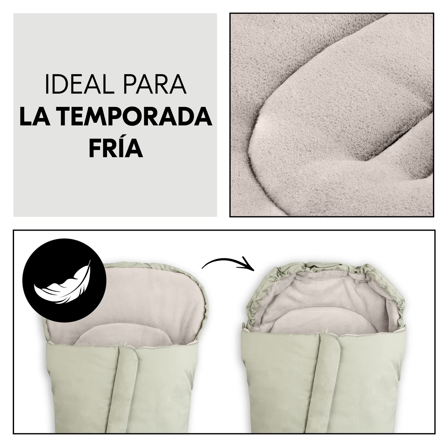 hauck Sacos de Silla de Bebe para Carritos de Bebe y Remolques de Bicicleta, Saco Termico con Forro Polar, Ranuras Arnés, Saco Bebe, Cremallera Bidireccional