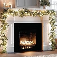 Vista 1 de Bluesea Guirnalda de pino Norfolk artificial de 6 pies, guirnalda de pino de tacto real, vegetación navideña sintética para mesa, repisa