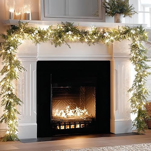 Bluesea Guirnalda de pino Norfolk artificial de 6 pies, guirnalda de pino de tacto real, vegetación navideña sintética para manto, chimenea,