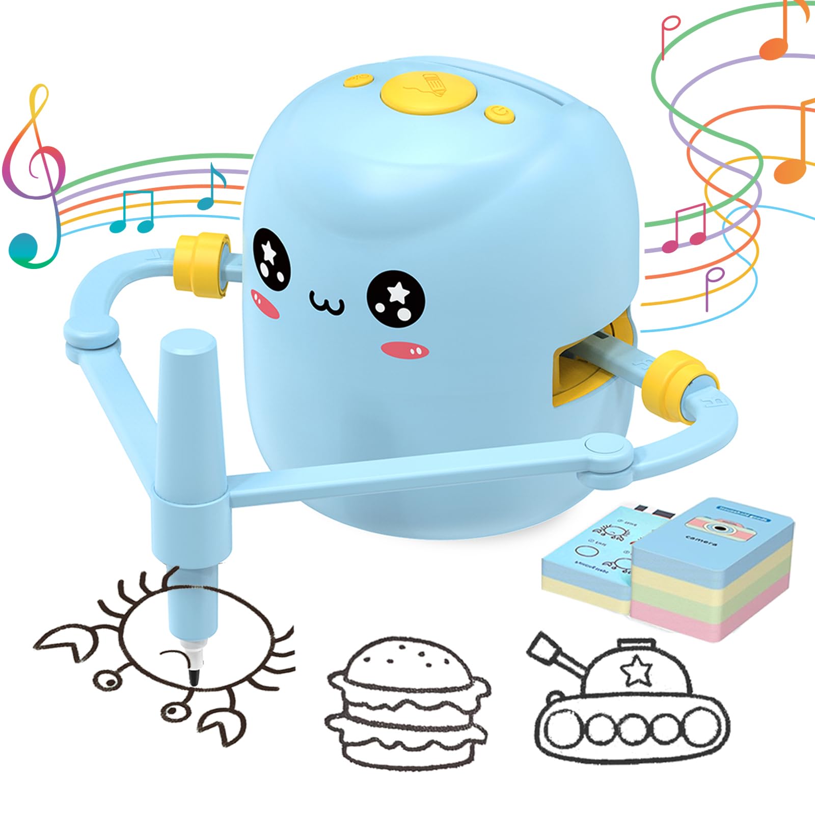 Drawing Robot for Kids, Interactive Educational Drawing Robot with Voice Interaction, Montessori Drawing Learning Toy with 150 Word Cards & 16 Color Pens, Christmas Birthday Present for Kids 5 6 7 8 9