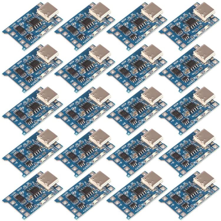 AITRIP 20pcs TP4056 Type-c USB 5V 1A 18650 Lithium Battery Charger Module Charging Board with Dual Protection Functions (20pcs TP4056 Type-c USB)
