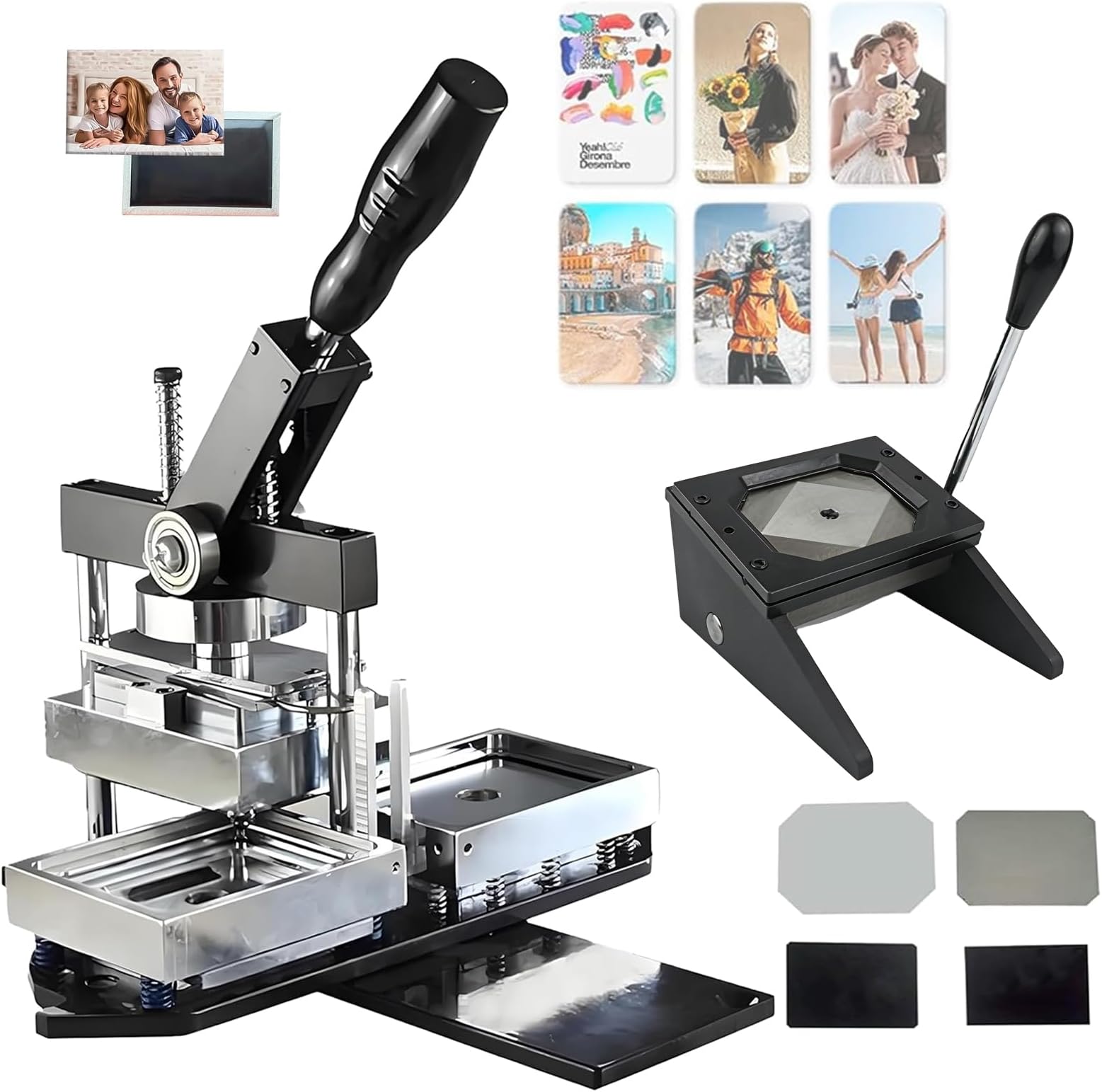 Square Fridge Magnet Maker Machine Kit, 3.5x2.5 inch DIY Photo Magnet Making Machine with Square Paper Cutter &100 Sets of Magnets Making Supplies, Create Personalized Square Fridge Magnets