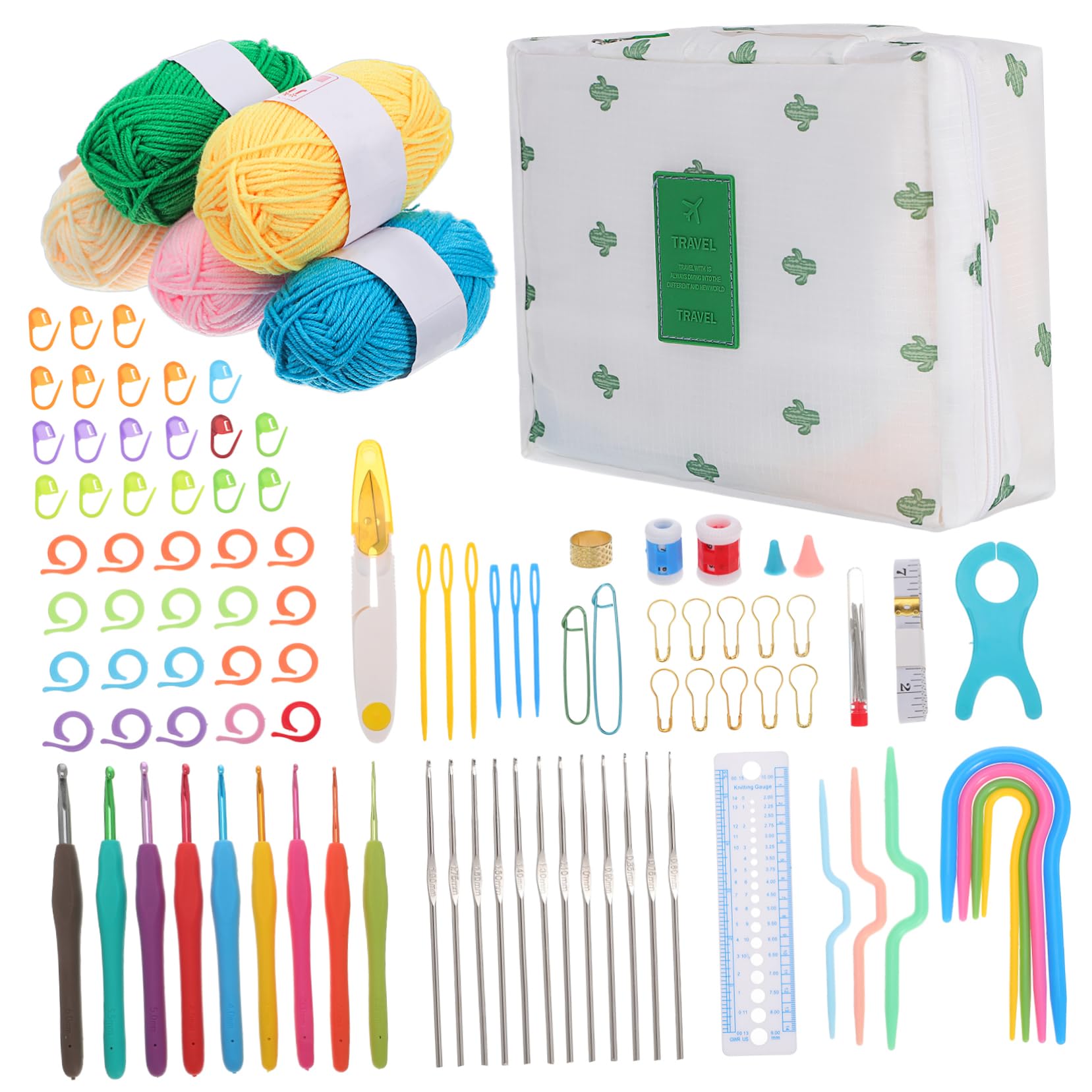 UTHCLO Kit Uncinetto Completo per Principianti con Accessori Robusti in Plastico, Filo da Lavoro e Borsa da Trasporto per Crafting On-the-go