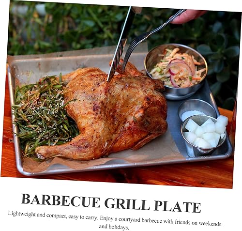 Miniatura 3 de GANAZONO Bandeja de parrilla cuadrada para hornear al aire libre, parrilla plana con sombrero para hornear, sartén plegable para parrilla