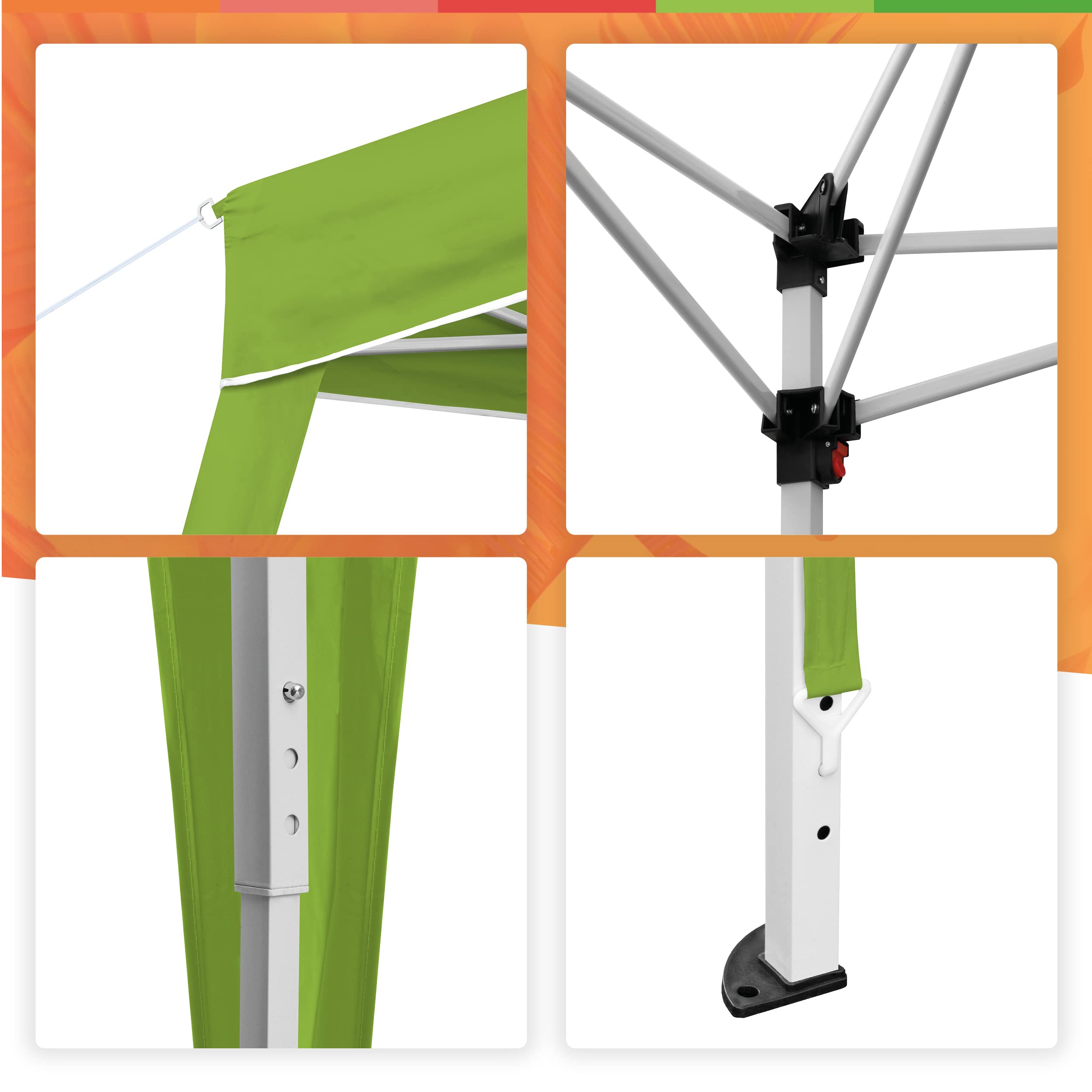 Wasabi Faltpavillon 3x3 m Wasserdicht – Garten Pavillon Stabil – Klappzelt für Garten, Terrasse, Camping und Strand – Schnellaufbau – Mit Tragetasche (Grün)