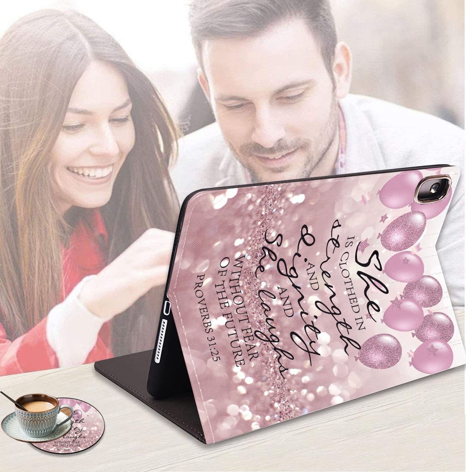 For IPad 10.2/10.5Case,Adjustable Stand Auto Wake & Sleep Smart Cover For IPad 9th / 8th / 7th Generation (2021/2020/2019) 10.2 Inch/iPad Air 10.5" 2019 - Bible Verse Phil 4-13 (Pen Bag