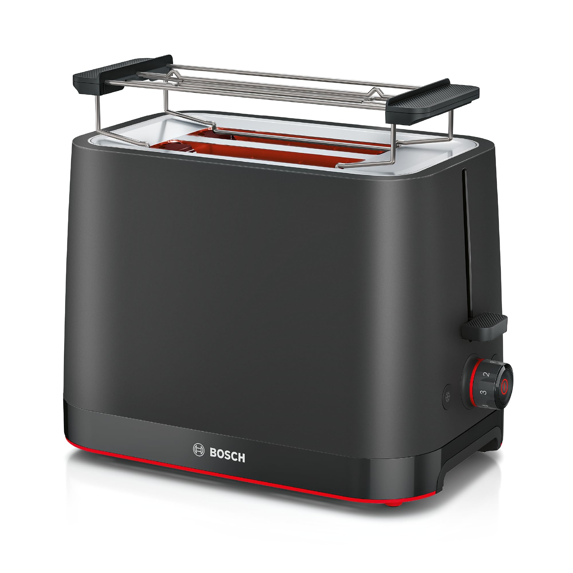 Bosch - Tostadora compacta con rejilla recalentadora plegable extraíble, con función de descongelación, apagado automático, función lift, centrado del pan, ideal para 2, TAT3M123