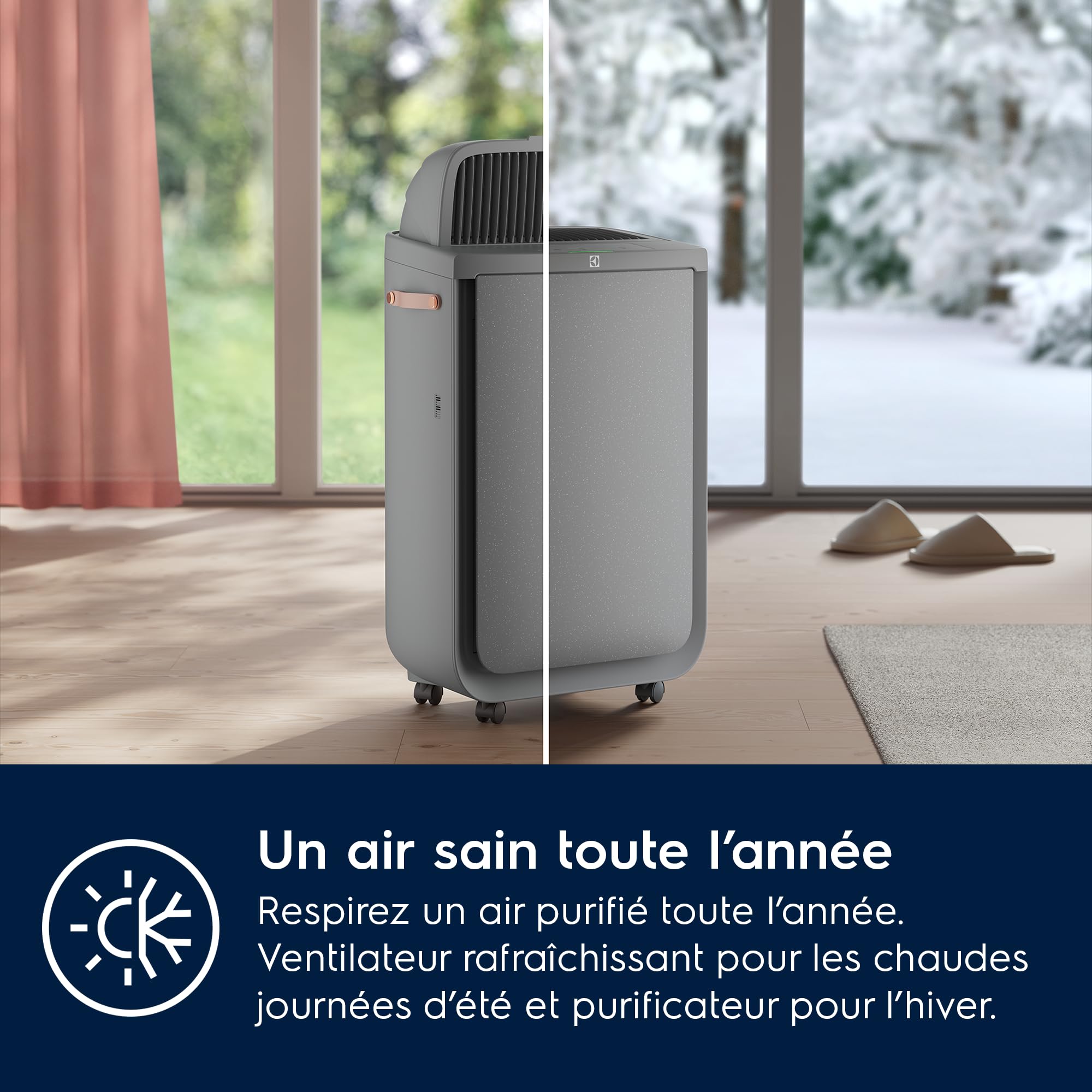 Electrolux Pure Multi 700, Purificateur d'air, Connecté Wi-FI, Fonction Ventilateur, Air Pur Filtration HEPA en 4 étapes, 73m2 Max, Silencieux, EPU72571UG, Gris Clair