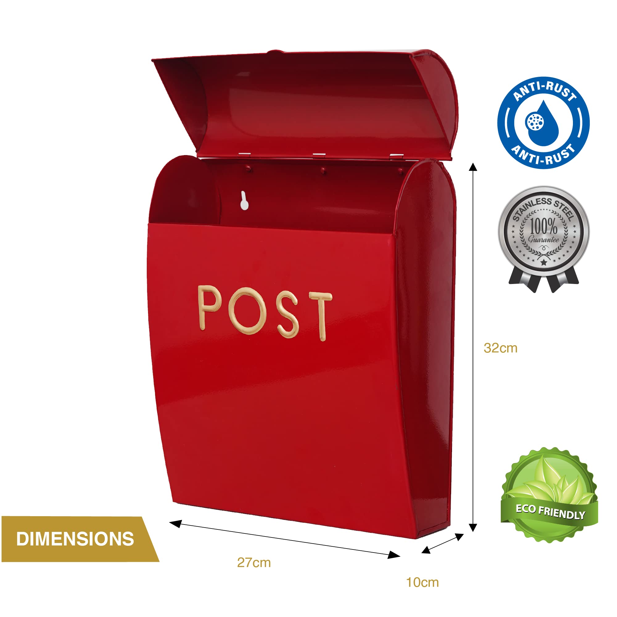 ACL Postbox Wall Mounted Letterbox with Easy Access No Lock for Outdoor Use, Weatherproof And Durable Mailbox - Image 2