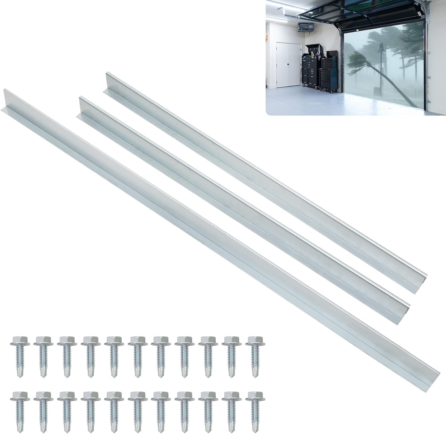 9 Foot Garage Door Strut, Heavy Duty Steel Reinforcement Bracket Kit, Quiet Operation, Hurricane Brace Kit