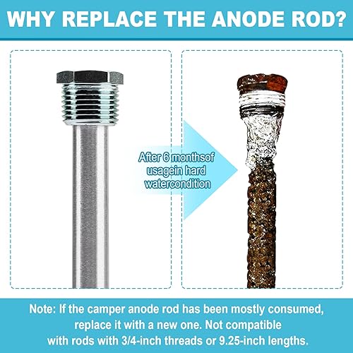 Miniatura 5 de Varilla de ánodo para calentador de agua RV  4.5 pulgadas de largo x 12 pulgadas NPTcalentador de agua para caravana, pieza de repuesto para