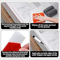 Vista 6 de Protector de silicona de 39 pulgadas para fregadero de cocina, barrera de protección contra salpicaduras de umbral de ducha, tira de barrera de agua