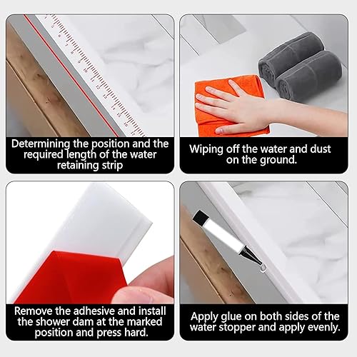 Miniatura 6 de Protector de agua de silicona de 39 pulgadas para fregadero de cocina, protector de salpicaduras de umbral de ducha de goma, barrera de ducha, tira
