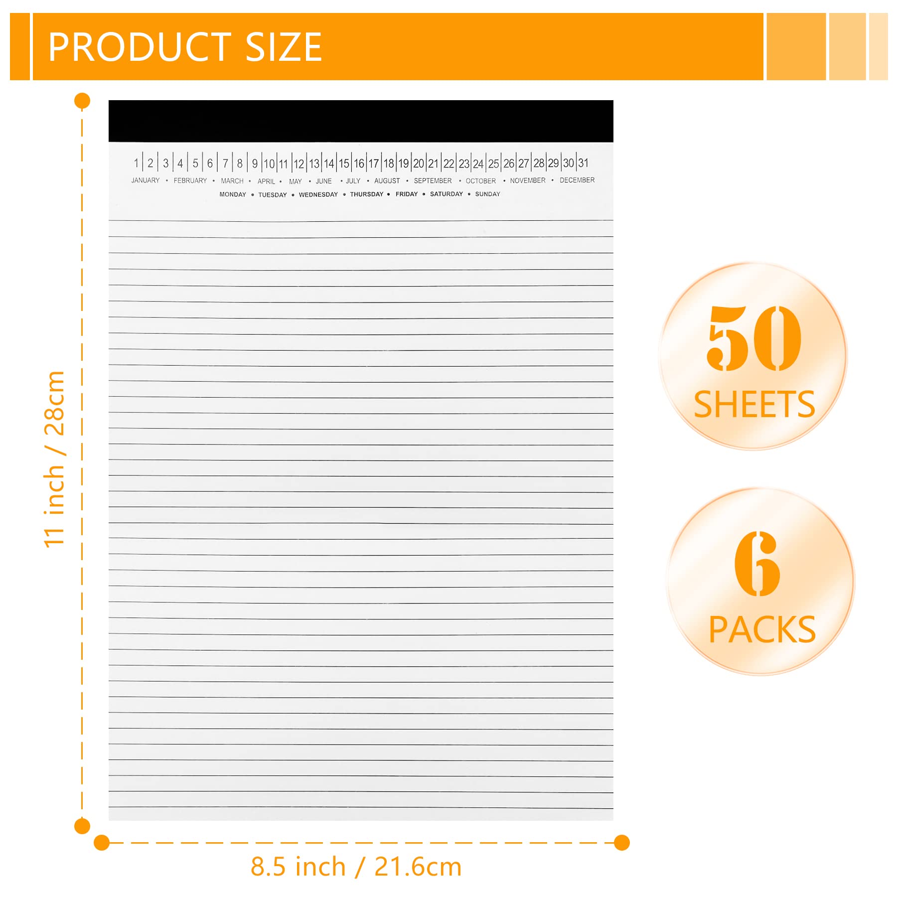 Lot De 6 Bloc-Notes Lignés Heavenlife A4 - 50 Feuilles Par Bloc, 6 Couleurs Vives Pour Bureau Et École