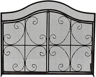 Fireplace Screen Panel Fireplace Screen Floor with Door Home Fireplace Screen Partition Wrought Iron Paint Fireproof Fireplace Door Decoration Spark Guard Cover