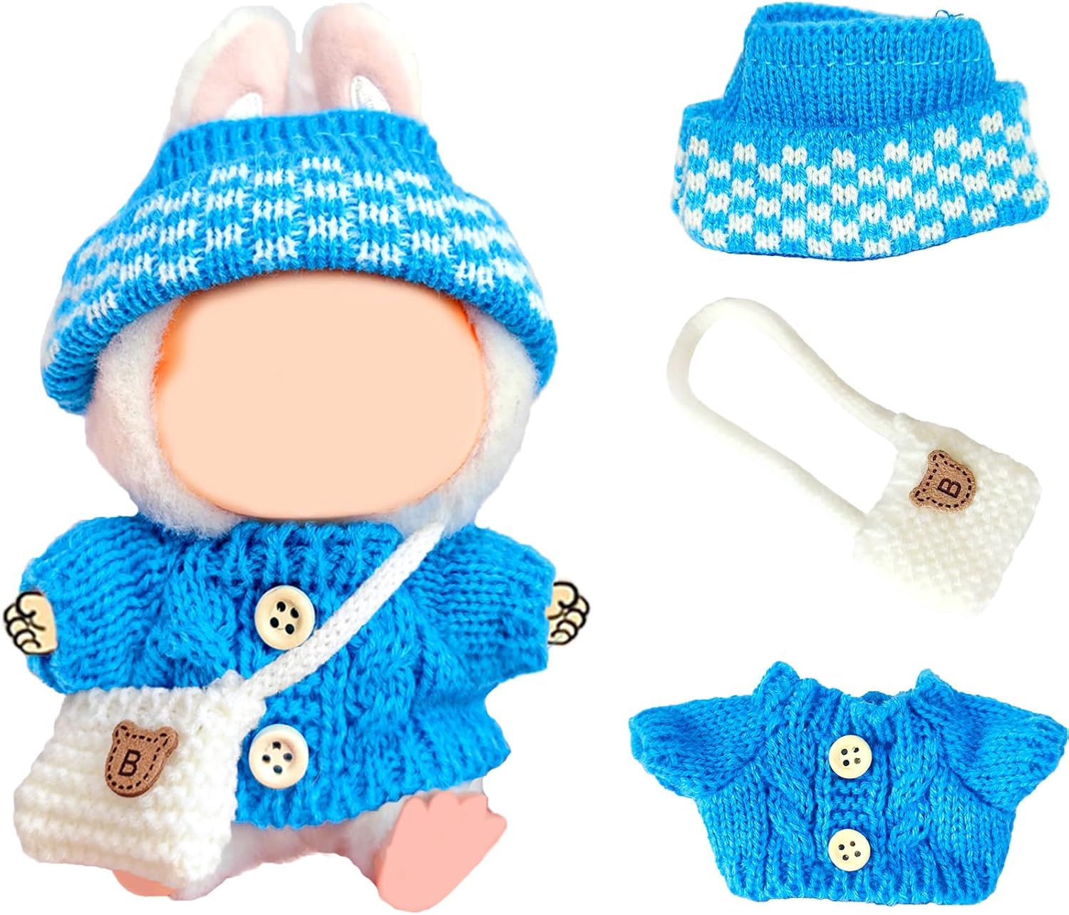 Christmas Doll Clothes Outfit Set for 15cm 17cm Dolls, Red Sweater & Santa Hat Clothing Accessories for Have a Seat Blind Box Dolls Series, Festive Dress Up