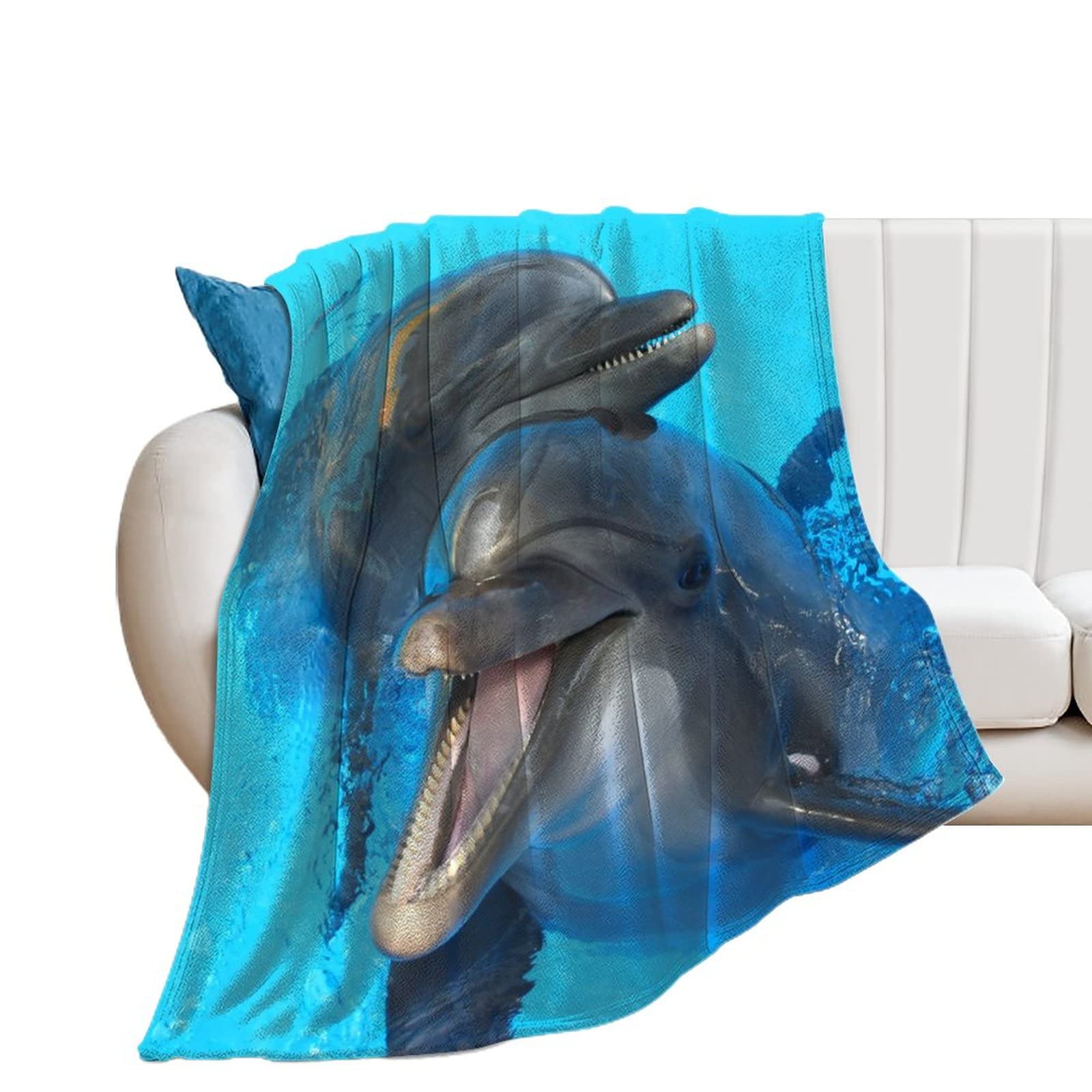 Couverture polaire dauphin anti-froid plaid chaud pour canapé et lit