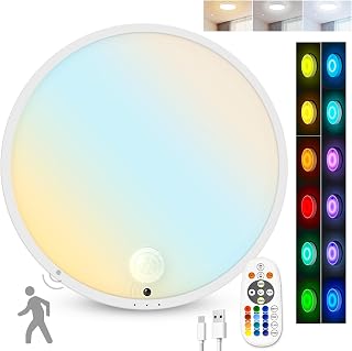 CLAKAP Motion Sensor Ceiling Light, Rechargeable Battery Powered Ceiling Light with 15 Color Temperatures, Motion Activated Closet Light with Magnetic Base for Shower Stairs Hallway Porch Garage Shed