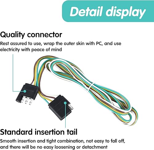 Miniatura 5 de 1 kit de arnés de cableado de remolque de automóvil de 4 núcleos, enchufe de cable de alimentación de metal de 9.8 pies, adaptador universal para