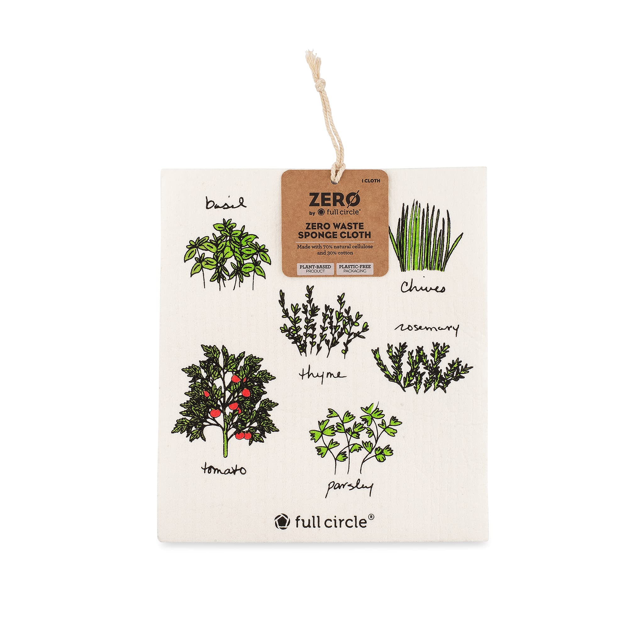 Full Circle White Zero Waste Absorbent Swedish Dishcloth – Reusable Kitchen Wipes Dishes & Surfaces-Biodegradable & Compostable Cotton/Cellulose Sponge Cloth,