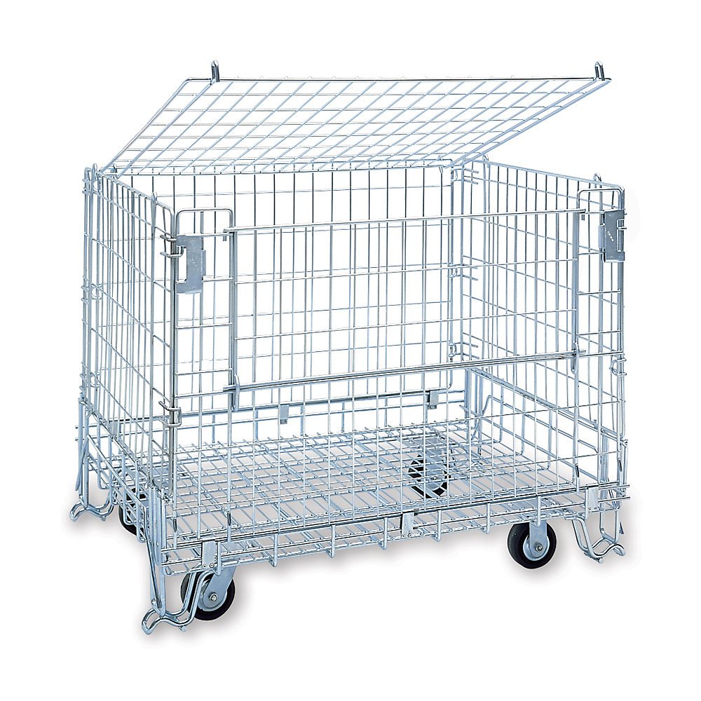 Relius Solutions Electro-Zinc Plated Collapsible Wire Containers - 33-3/4"Wx24"Lx28"H - Container With Casters