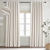 Vista 52 de Topfinel Cortinas Opacas y Cortinajes Marfil Crema de 84 Pulgadas de Largo, Beige con Pliegues Pinzados Completamente Opacas de Lino Natural