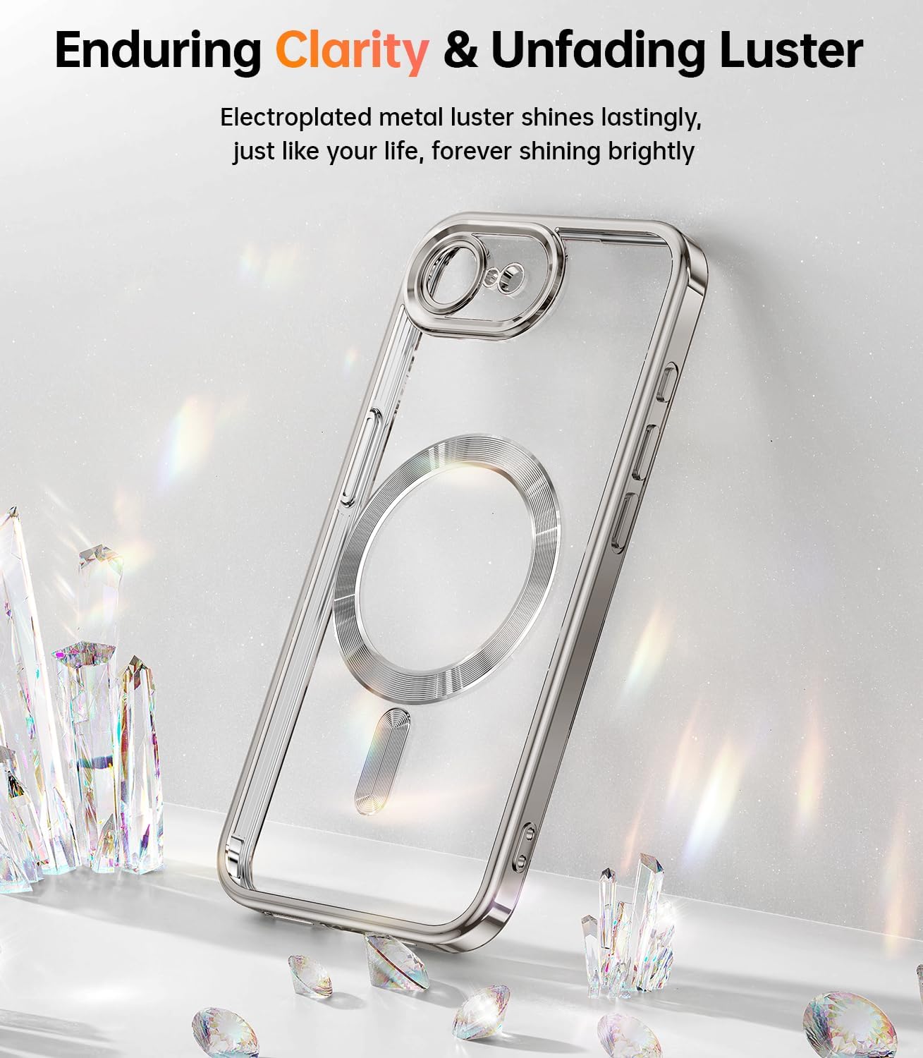 Meifigno for iPhone 17e & 16e Case with 2X Screen Protectors, Silver image 3