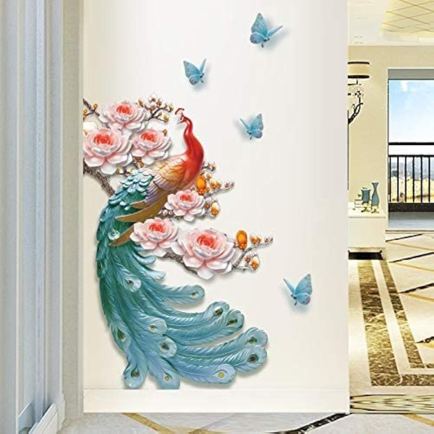 Indian Royals Colourfull Peacock Design wall design, wall design sticker for hall, wall stickers for bedroom big size, sticker for wall decoration, wall stickers for living room big size (60CM X 90CM) (B0C5D88NL3) Amazon Price History, Amazon Price Tracker