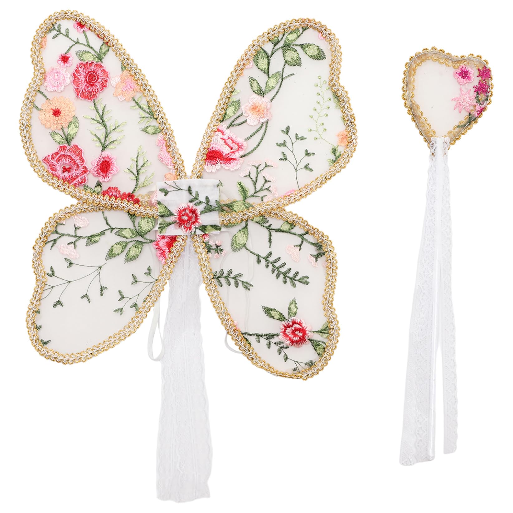 TTAO Baby Butterfly Flower Embroidered Wings with Wand Fairy Princess Costume Wing Newborn Photography Props Type D-2 One Size โ image 1