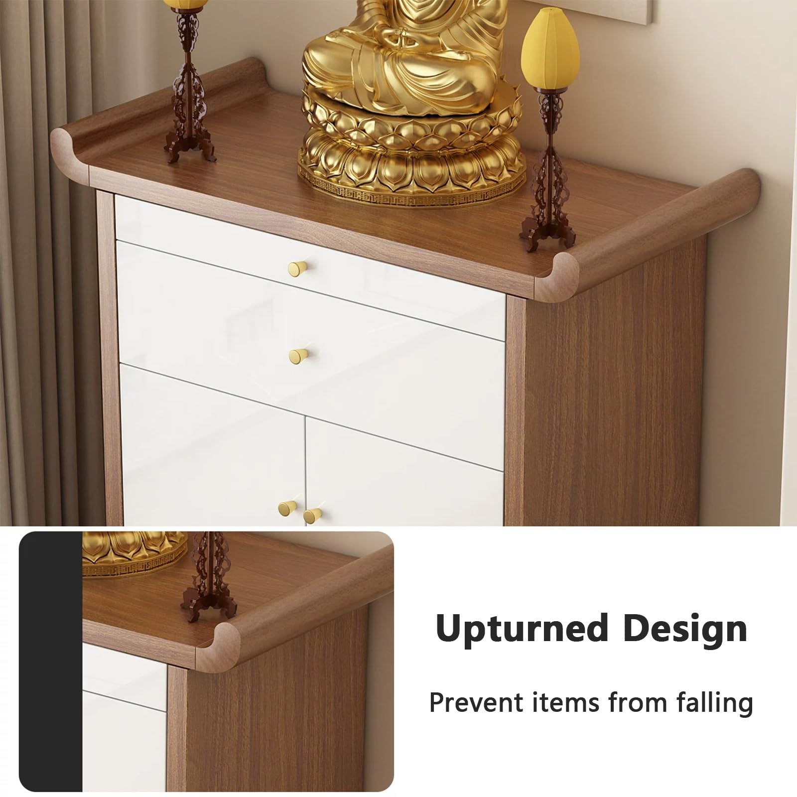 Armadietto da meditazione in legno, con cassetto portaoggetti da altare con ripiano regolabile, tavolo spirituale per esporre incenso, perfetto per casa o ufficio