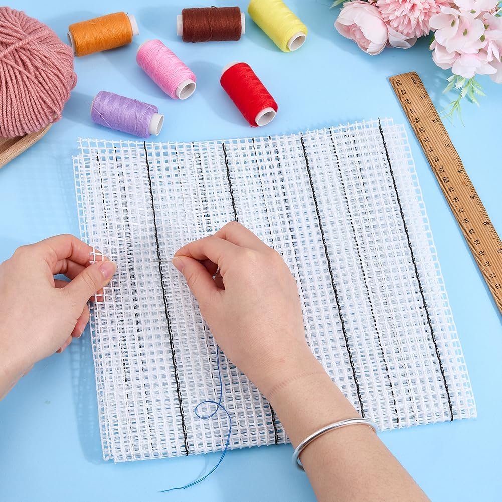 SUPERFINDINGS 2 Pack Latch Hook Canvas Mesh Fabric Blank Rug Hooking Mesh Kit Blank Grid Fabric for DIY Wall Art Pillow Runner Without Yarn Or Tool 40x20 Inch/101x51 Cm