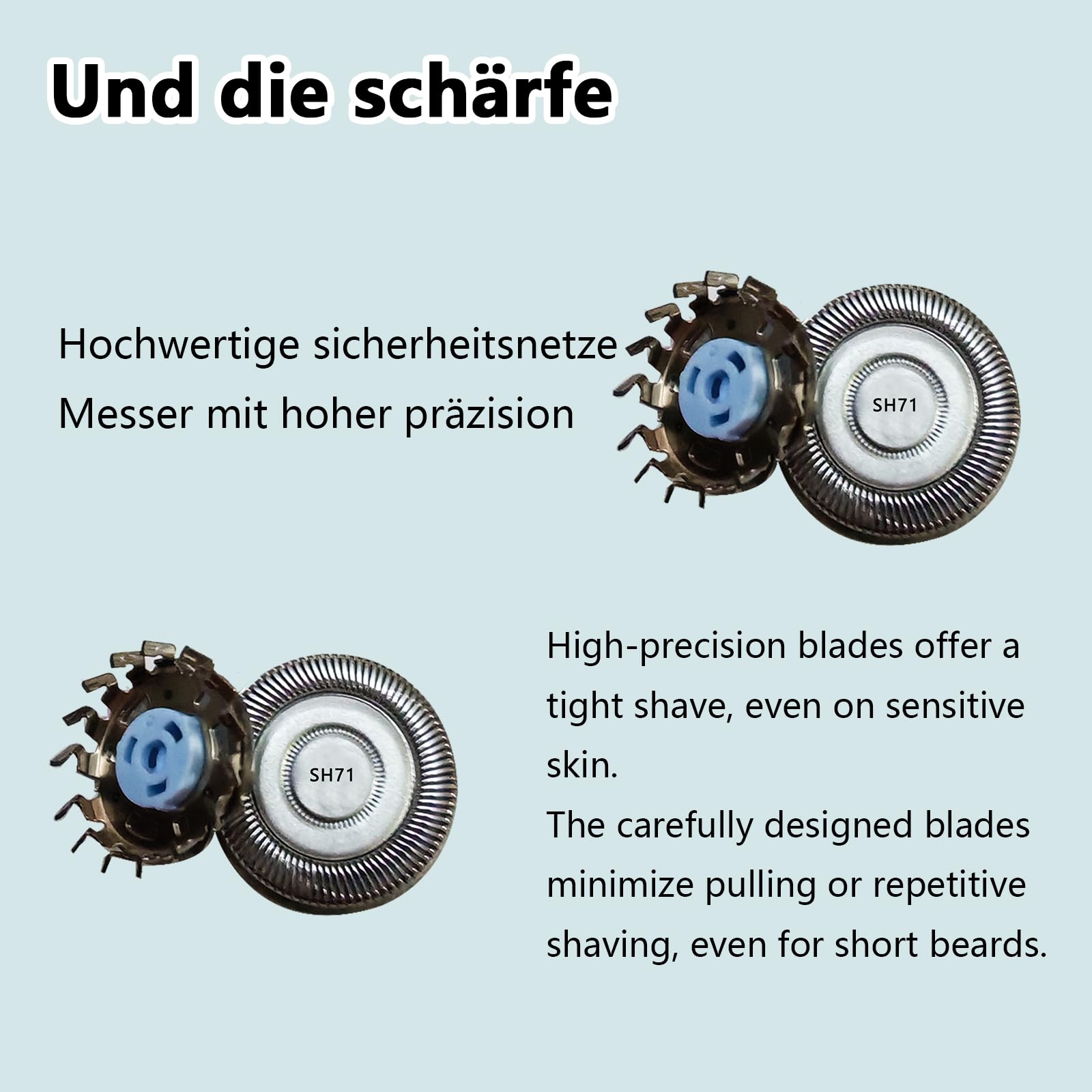 [3 Stück]SH71 Ersatzscherköpfe kompatibel mit Philips,für Shaver Serie 7000 (S7XXX) und eckige Serie 5000 (S55XX) Scherköpfe Rasierern,mit Reinigungsbürste - 3