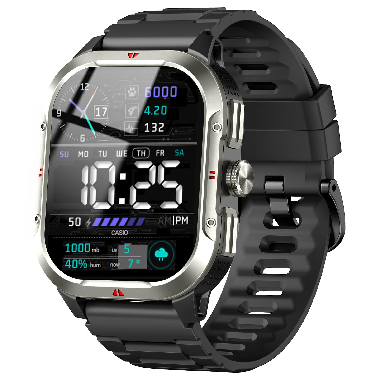 Jugeman Militaire Montre Connectée Homme Femme GPS Intégré, 2.06" HD Smartwatch avec Appel Bluetooth, 110+ Sportifs, Montre Sport avec Podometre, Suivi Santé et Sommeil, Etanche IP68