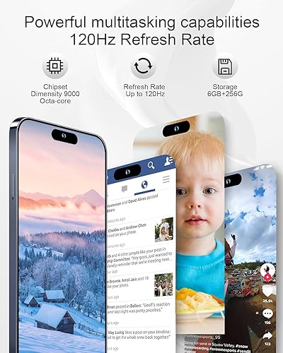 Miniatura 3 de ACCOF C15 Pro Max Teléfono desbloqueado 5G4G, Android 13 Teléfono 108MP Cámara 6GB+128GB 6.56" FHD+ Pantalla 6000mAh Dual SIM Smartphone GPShuella