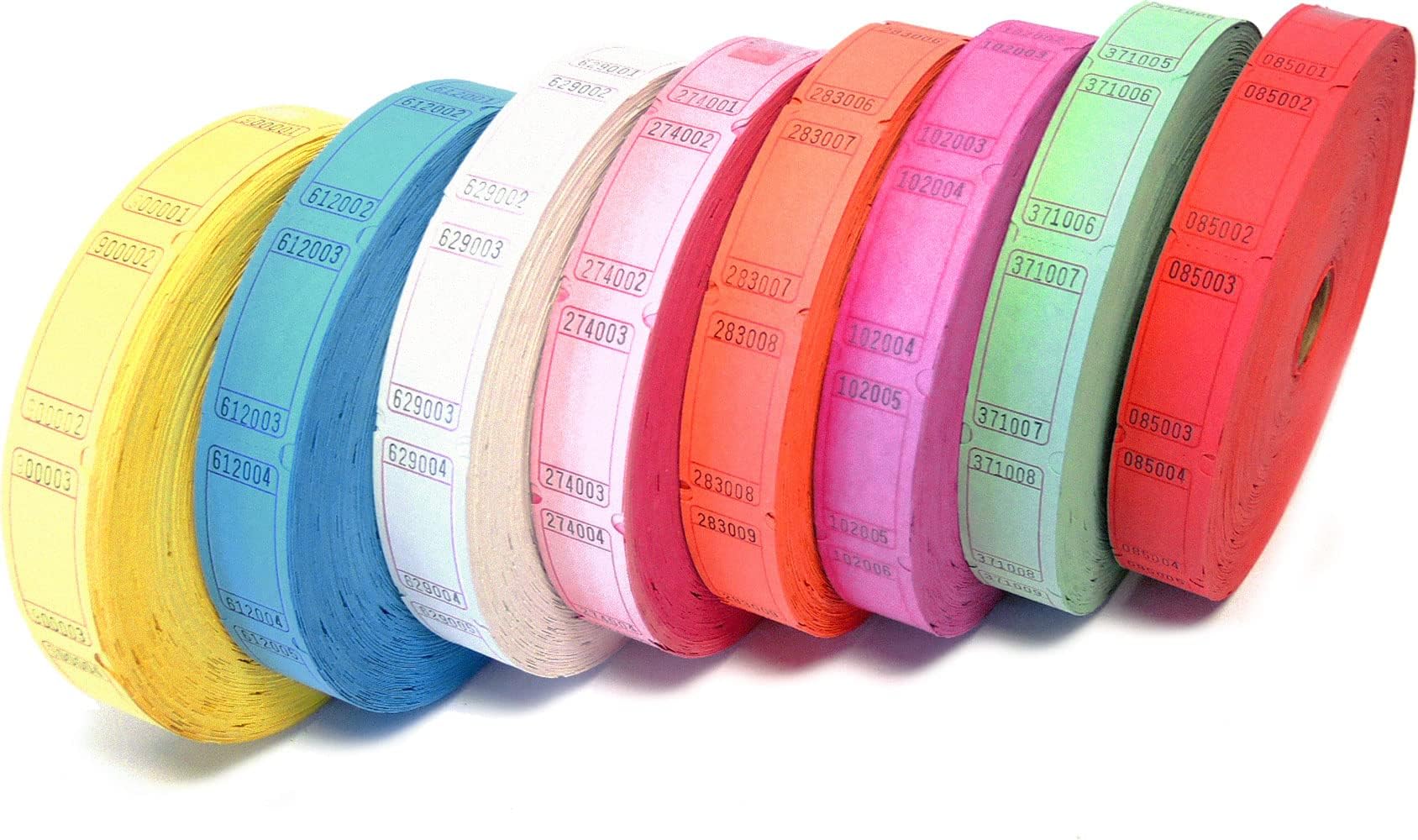 8 Pack Blank Roll Tickets - 2000 Tickets per Roll (16,000 Total), Assorted Colors for Raffle, Carnival, Auction, Fundraiser, Bingo or Drink Events