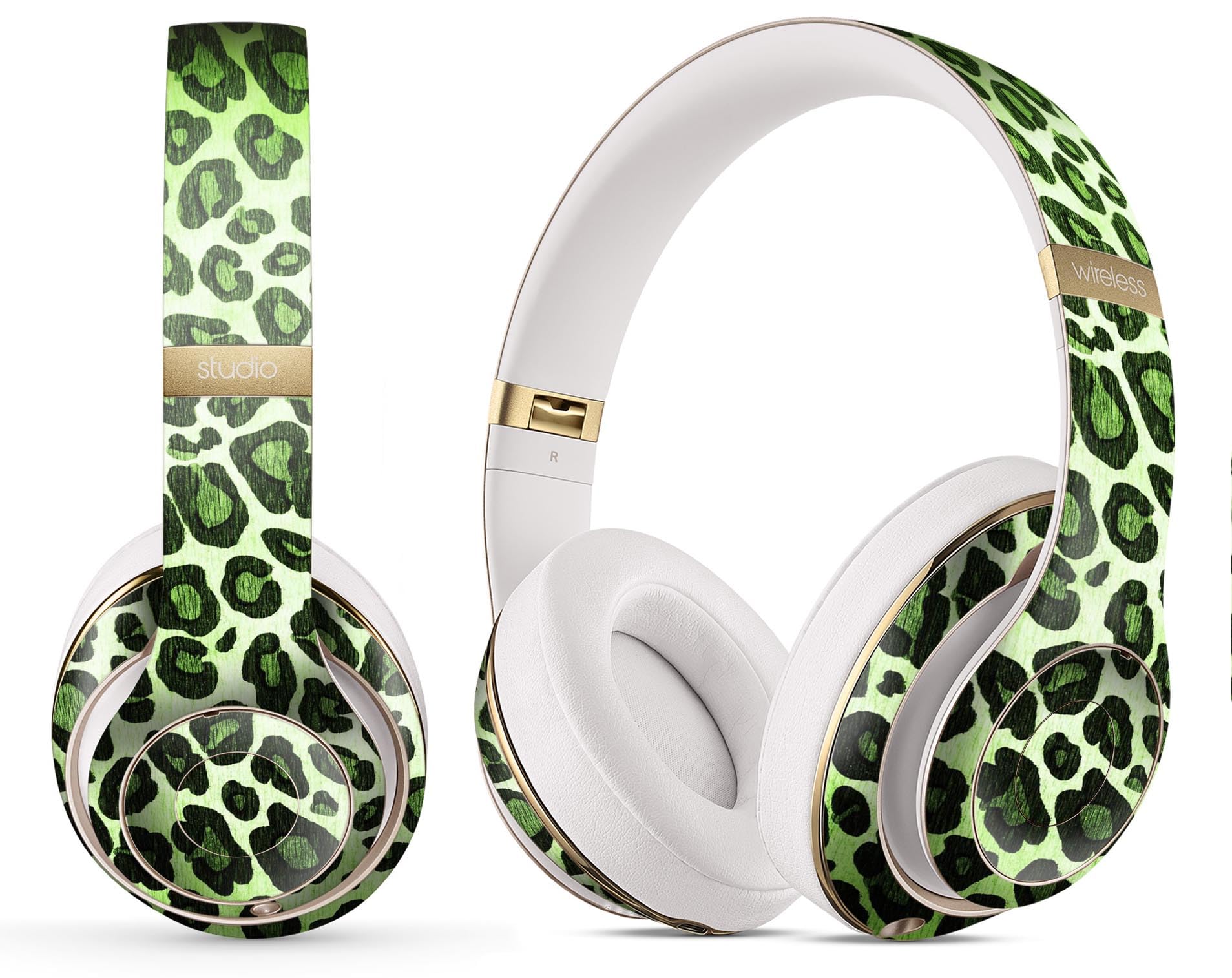 DesignSkinz - Compatible with Beats Studio Pro - Skin Decal Protective Scratch Resistant Vinyl Wrap - Vibrant Green Leopard Print