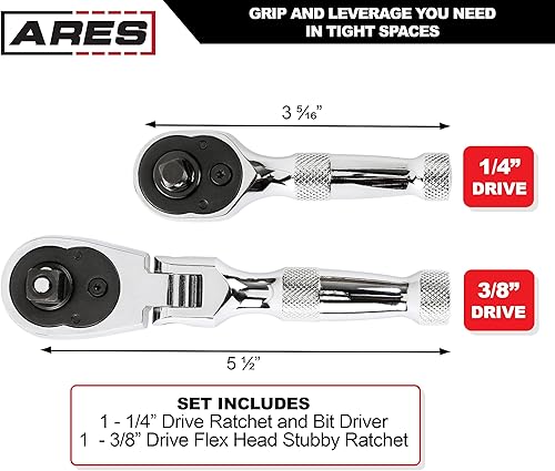 Vista 17 de ARES 42111 – Trinquete hexagonal de cabeza giratoria de 90 dientes rojo de 1/4 pulgadas – Giratorio de 250 grados con inserto magnético