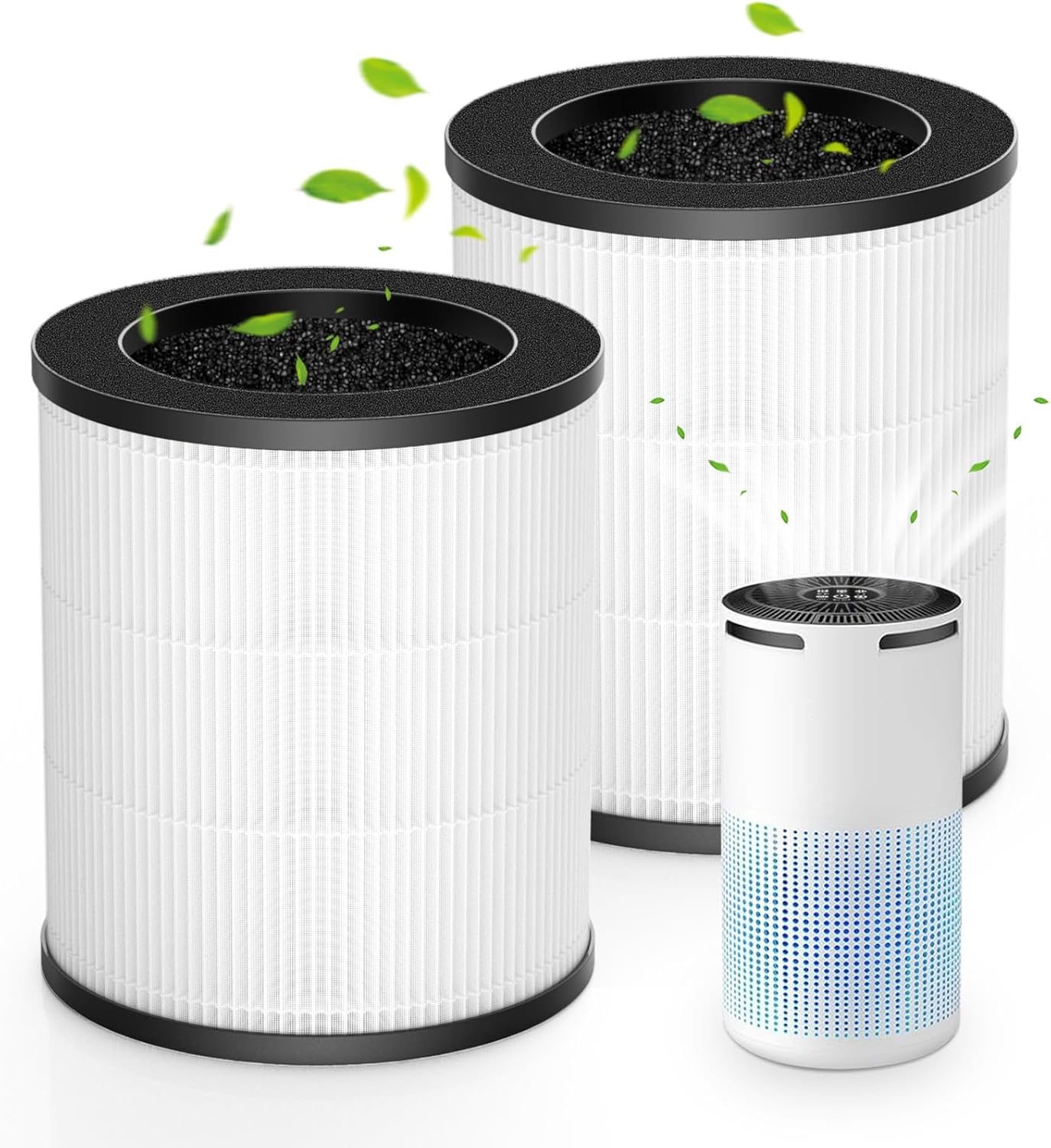 W-01 Replacement Filter Compatible with DBFIT W-01 Air Purifi-er Air Cleaner, 3-IN-1 HEPA Filter, Activated Carbon Filter and Pre Filter for Dust Smoke Pet Hair Odor, 2 Pack, White
