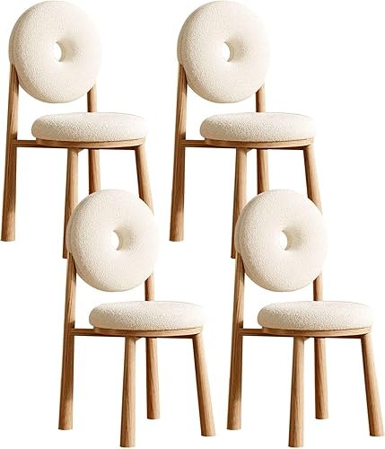 Miniatura 40 de JKGHK Donut Dining Chairs, Upholstered Kitchen Chairs with Back, Armless Living Room Chair with Metal Legs, Plush Accent Chair for Bedroom, Balcony,